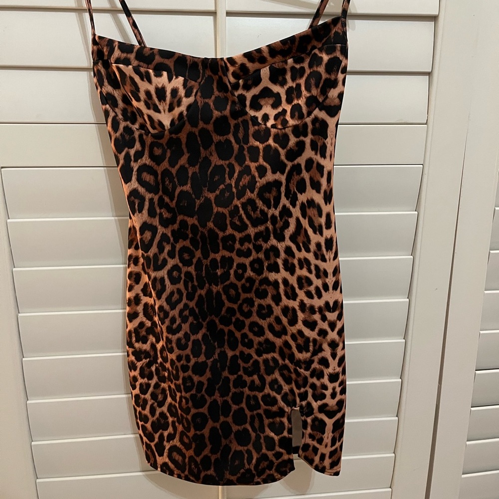 Leopard print mini dress